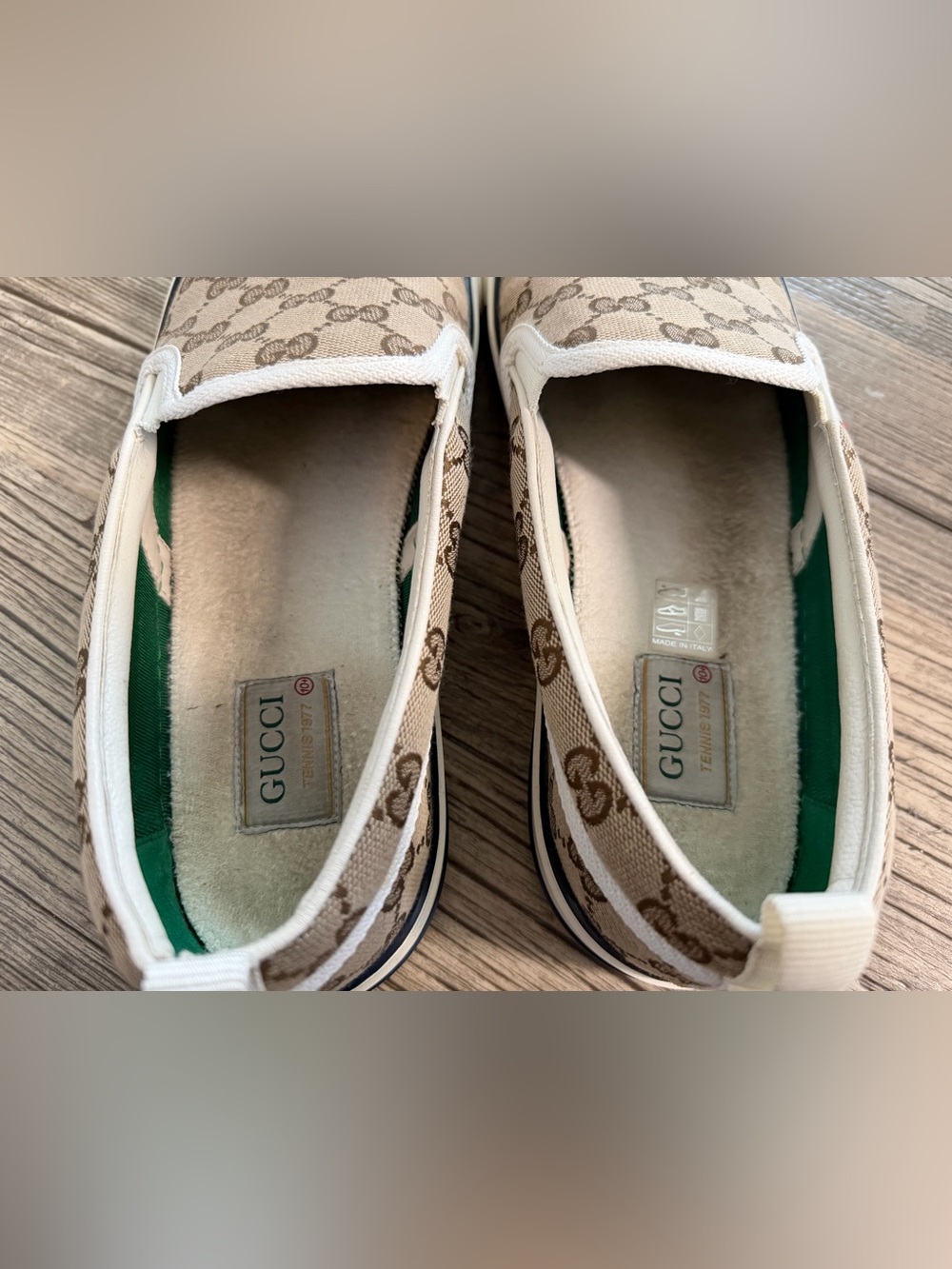 Gucci Beige/Brown GG Canvas Slip-On Sneakers - Picture 6 of 9
